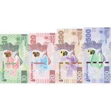 (188) ** PNew (PN62,63,66 & 67) Zambia - 10,20,200 & 500 Kwacha (2024 (2025)) (4 Notes)
